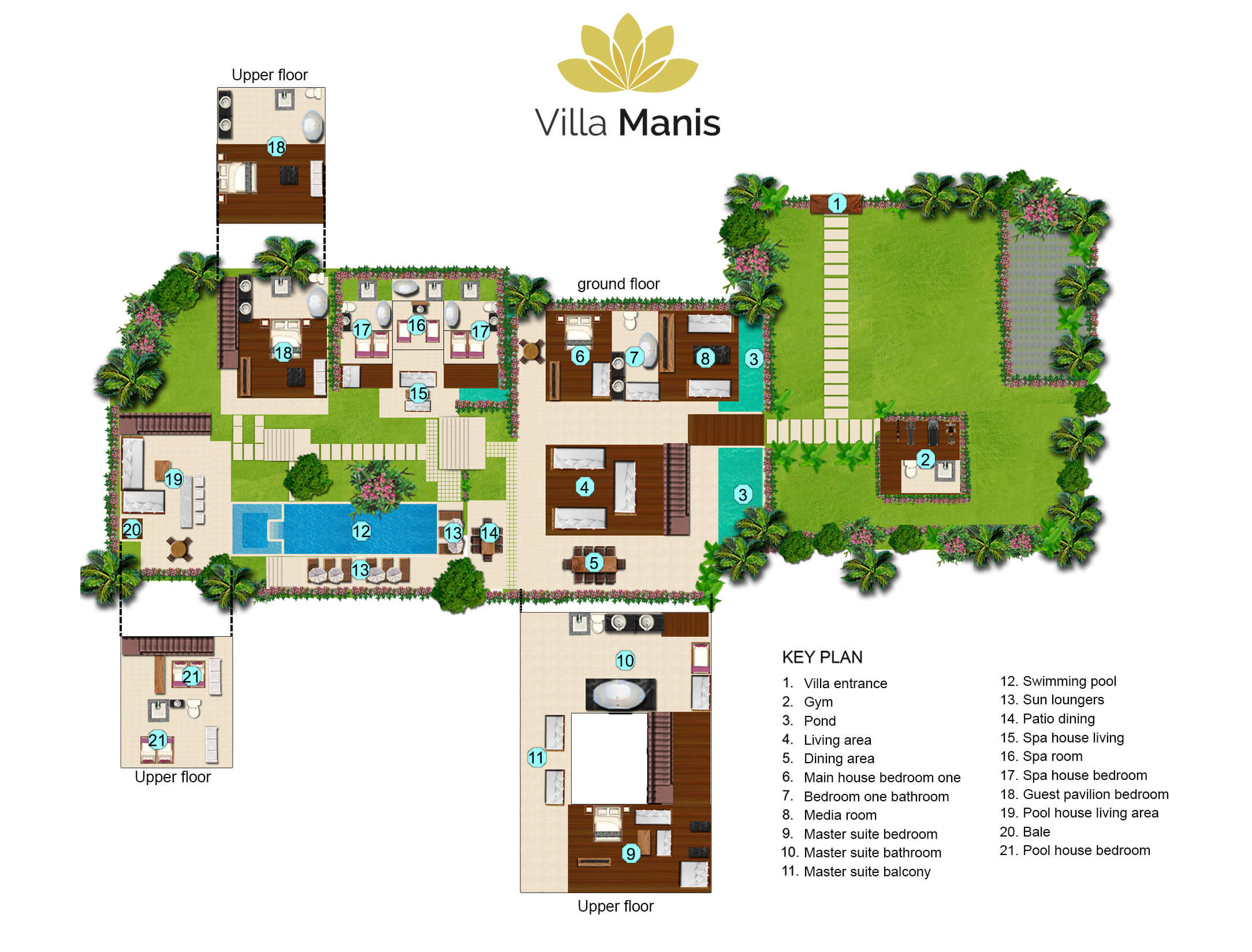 Floorplan Villa Manis 8 Bedrooms Villa For Rent In Canggu Bali
